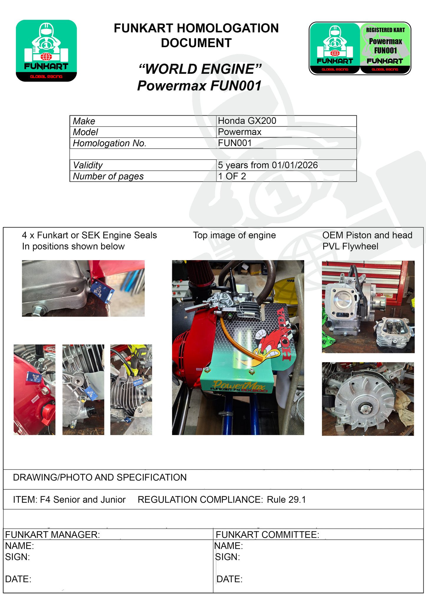Funkart F4 Powermax GX200 Honda Sealed Race Engine